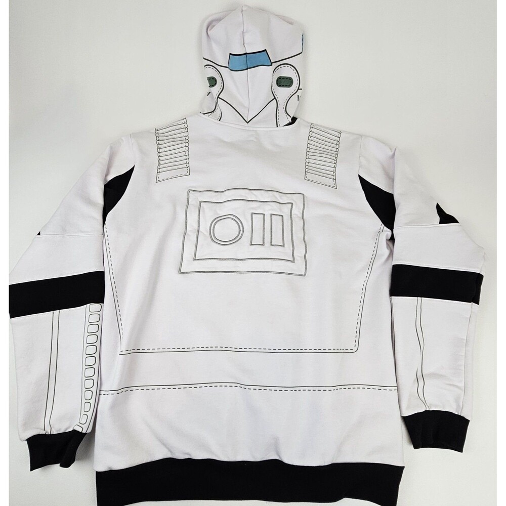 Star Wars Stormtrooper Costume Hoodie Men's XL Full Zip Helmet Hood White - Picture 13 of 13